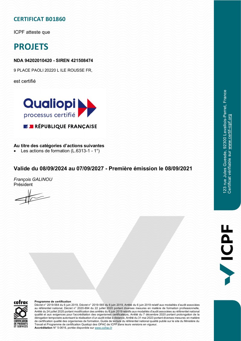 Certificat Qualiopi n° B01860 délivré par ICPF